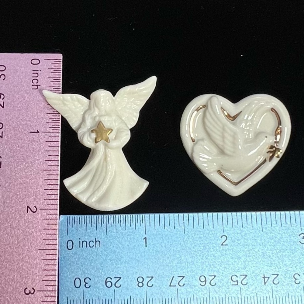 Holiday Brooches Lenox Porcelain Angel Heart Shaped Peace Dove VTG EUC - Picture 4 of 5